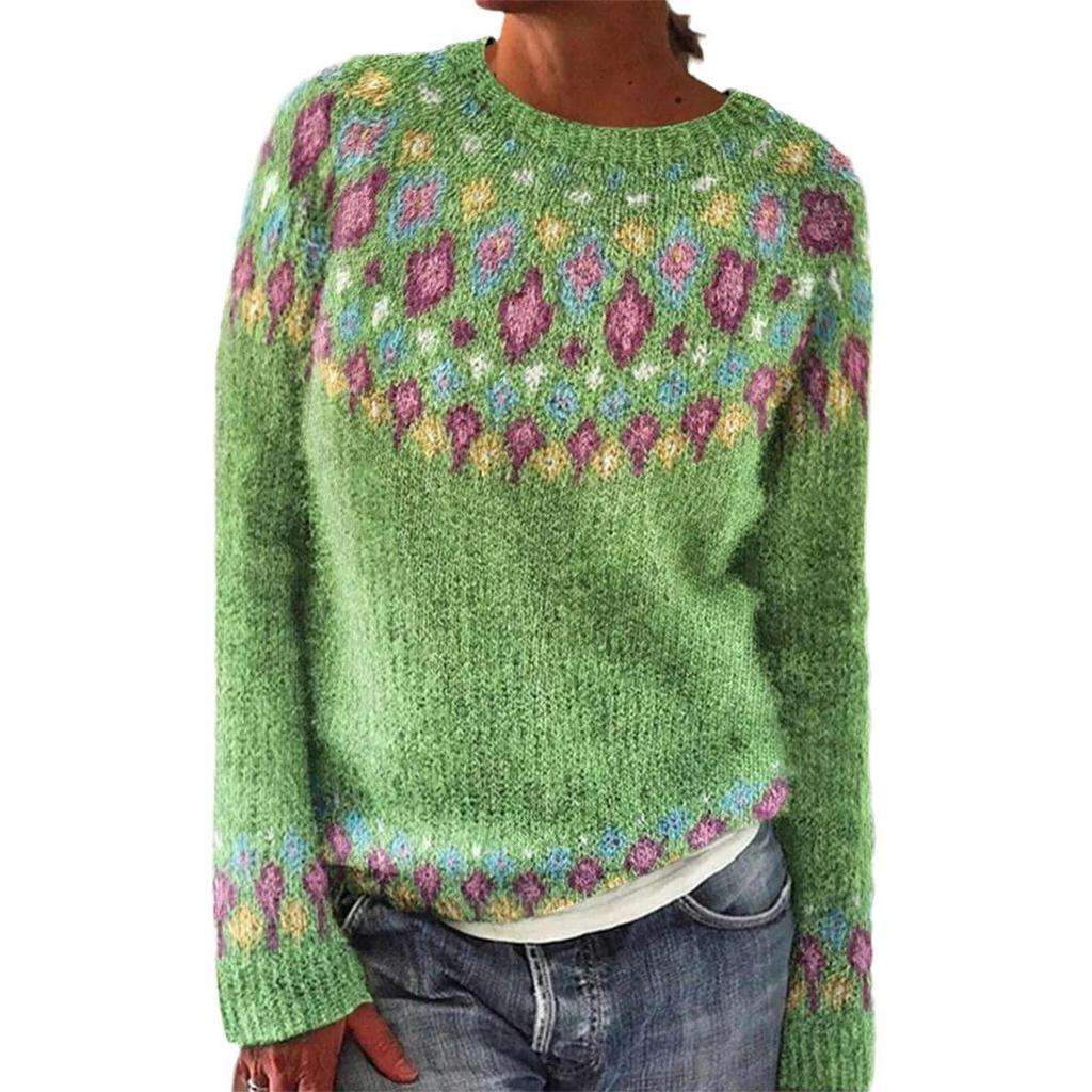 Women's New Color-Block Round Neck Fashion Sweater