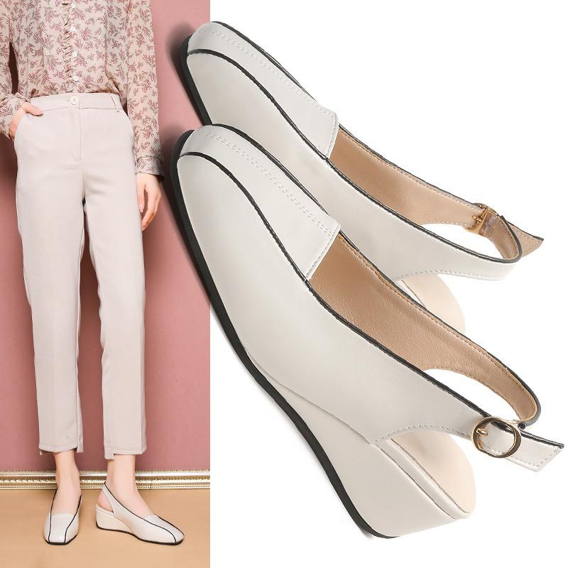 New Solid-color Soft-soled and Soft-top Wedge Heel Sandals for Women