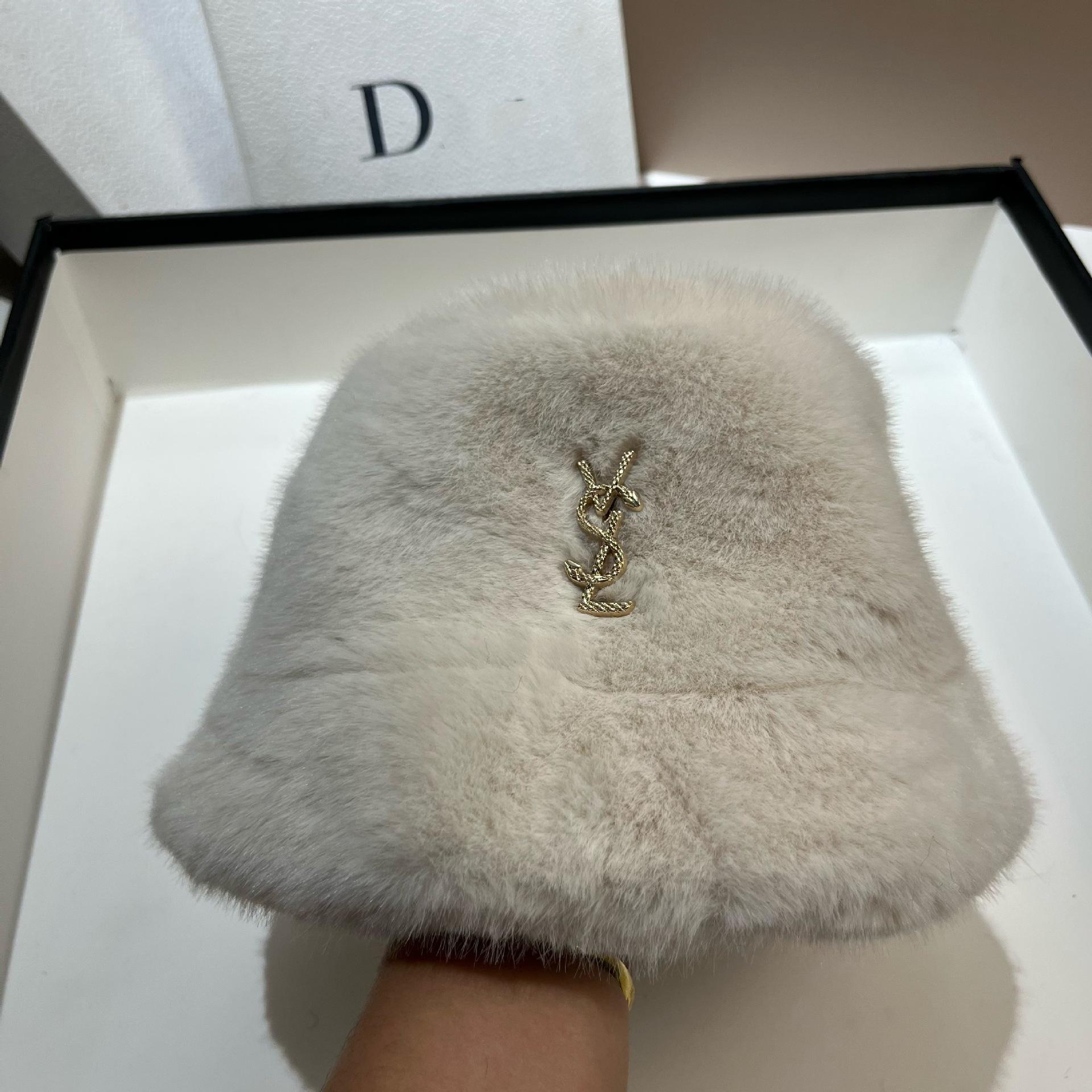 

Plush Hat Women S Winter Warmth Imitation Mink Fur Integrated A Version Bucket Hat Versatile Plain Face Cover Basin Hat L（58-60cm）