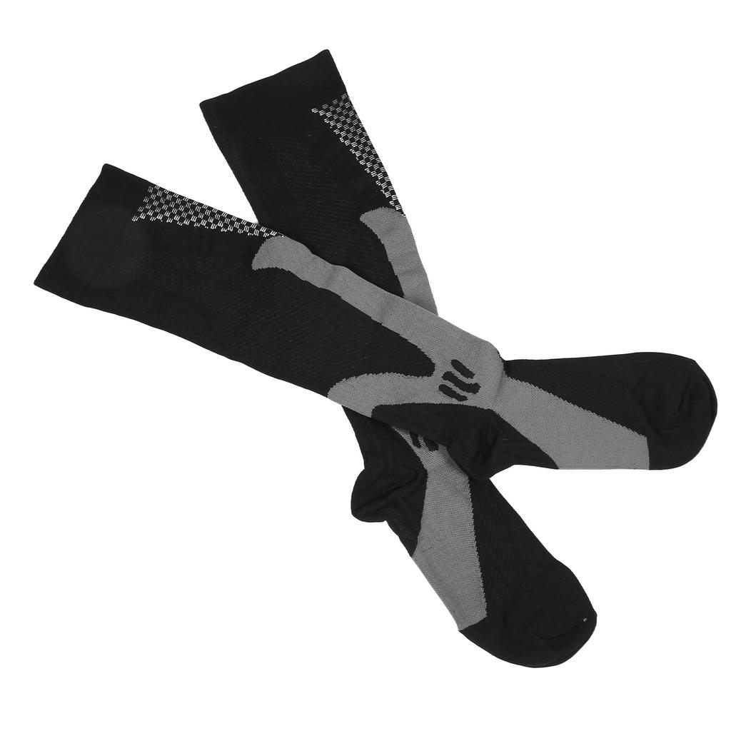 2pcs Calf Compression Socks Knee High Prevent Slip Soft Breathable Nylon Elastic Calf Compression Sports Socks L XL