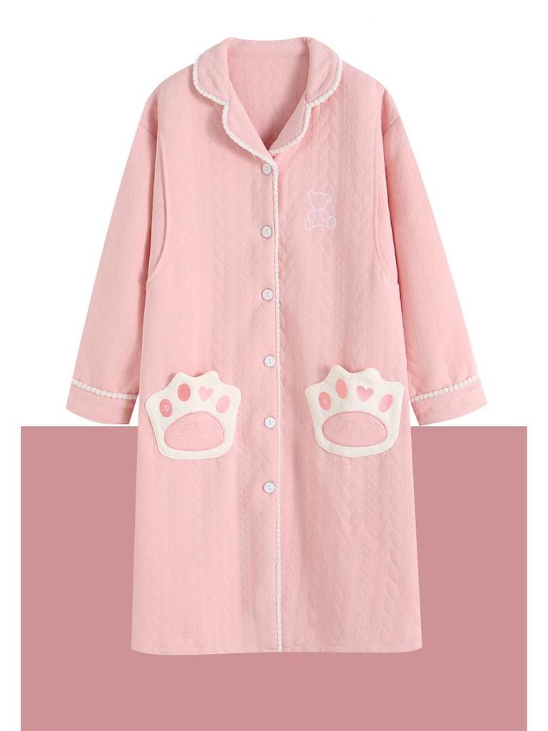 Maternity Skirt and Nightdress Set: Spring & Autumn Postpartum Air Cotton Nursing Pajamas for Winter, Fits Up To Size 200.