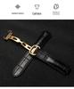Men's and Women's Genuine Blue Cowhide Leather Strap with Folding Buckle and Unique Balloon Concave-Convex Design