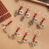 Puur Messing 12 Dierenriem Sleutelhanger Hanger Vijf Keizers Geld Geluk Sleutelhanger Accessoires Creatief 3D Geboortejaar Vrouwen Mannen Tas Hanger Nieuwjaarsdag Cadeaus