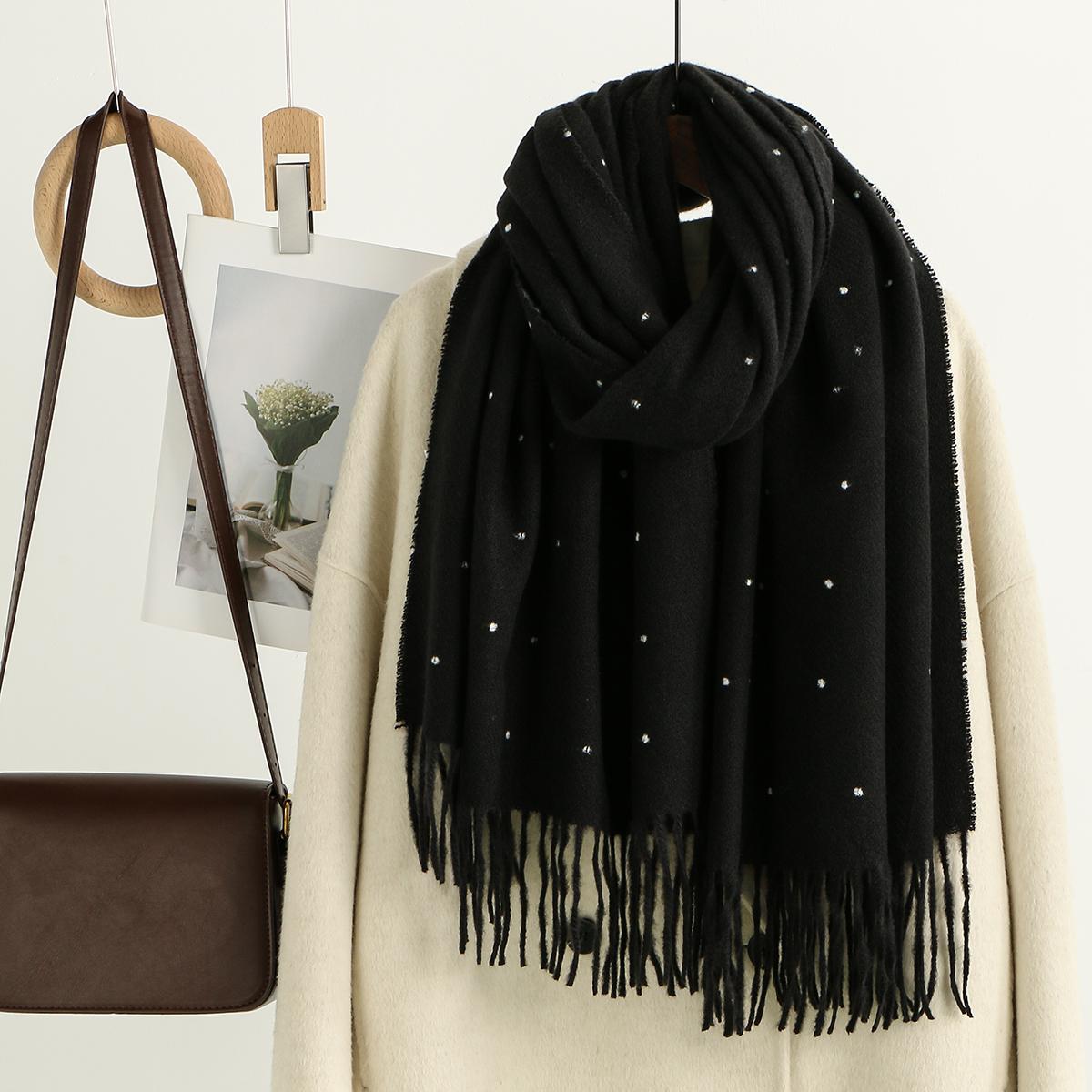 

Solid Color Dots Long Thick Scarf Neck Wraps Shawl for Women Girls Warmth Scarves Muffler Student Winter Warm Neckerchief Shawls