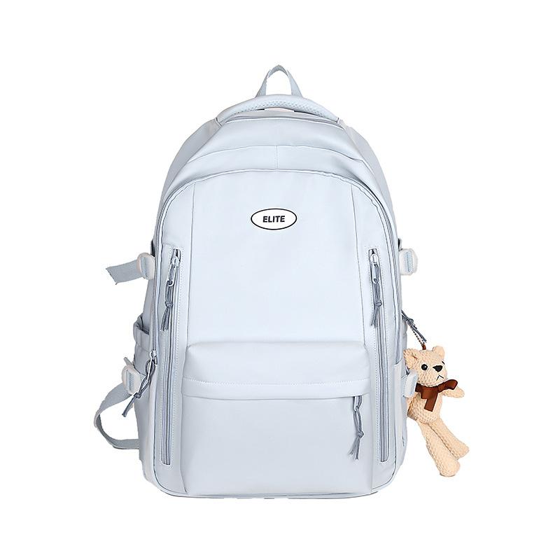 Schoolbag Summer New Backpack Women's Versatile Large-capacity Japanese Schoolbag High School College Student Backpack Solid Color Pendant Cloth Bag