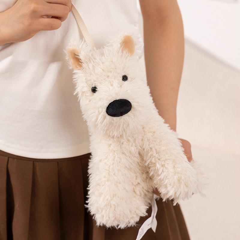 Cute West Highland Dog Doll Plush Toy Puppy Dog Backpack Girls Crossbody Bag Children's Ragdoll