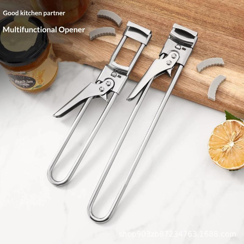 Stainless Steel Multi Function Can Jar Opener Labor Saving Adjustable Grip Easy Use Household Kitchen Gadget