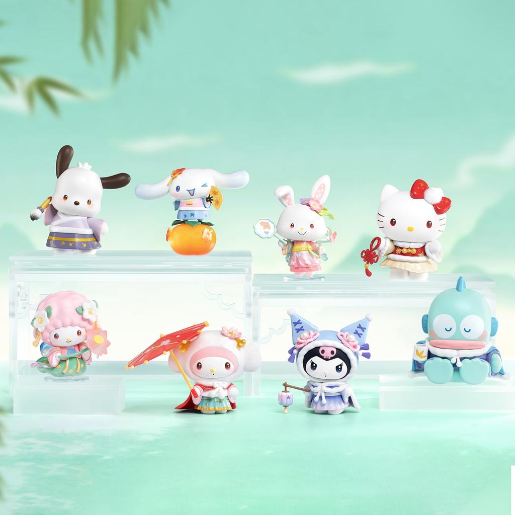 TOP TOY Sanrio Splendid Costumes of the Four Seasons Series Gachapon Blind Box Figure Soft Vinyl PVC Present Birthday Gift Kitty Kuromi Cinnamoroll My