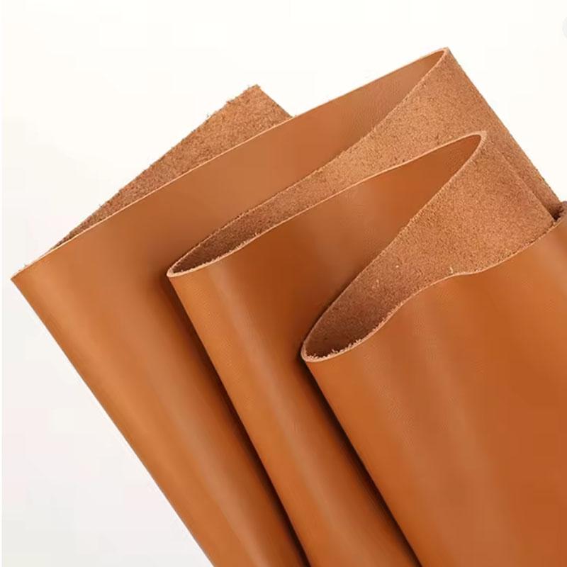 1.0mm khaki top layer cowhide, light brown plain weave genuine leather, handmade DIY leather bag, sofa headboard