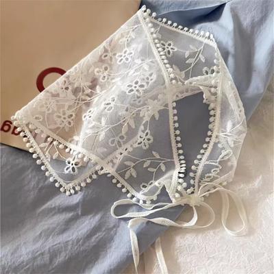Lace Headscarf, Triangular Scarf, Fart Curtain, Women's 2025 New Apron, Folded Hem, Skirt Curtain, Mesh, Waist Seal, Waist Scarf