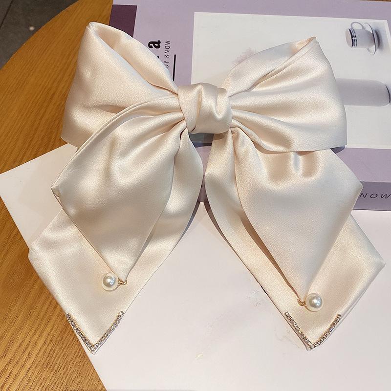 Koreańskie kokardki do włosów Tył głowy w biegu Princess top klips nowe satynowe wielowarstwowe perłowe spinki do włosów