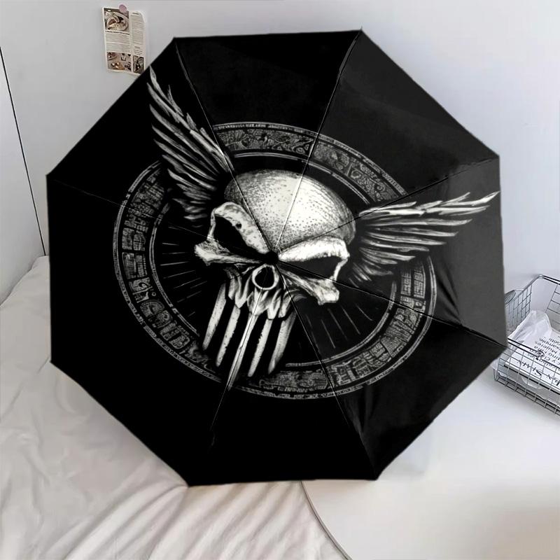 1PC Skull Automatic Umbrella - Suitable Travel Outdoor Portable Umbrella Birthday Gift Daily Essentials