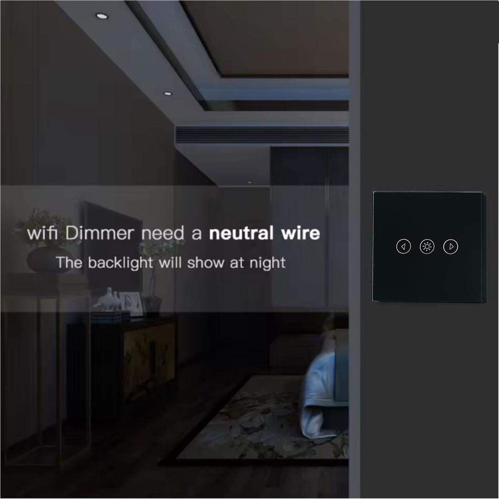 Touch Controlled WiFi Dimming Switch Compatible with and for Smooth Brightness Adjustment and Flicker Lighting