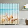 3D Scenic Landscape Seaside Beach Trees Flowers Shell Bath Curtain Shower Curtains for Bathroom Waterproof Polyester Frabic Hook