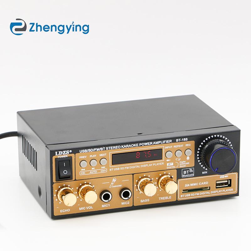 Dual-Channel Bluetooth Amplifier with USB Radio & Wireless Remote