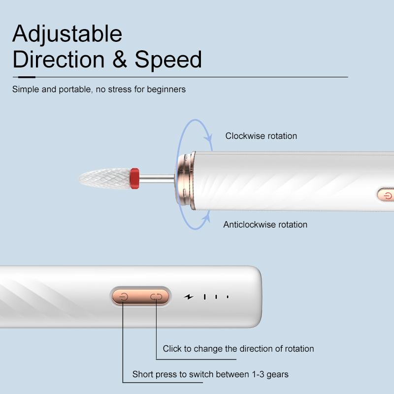 15000RPM Wireless Nail Drill Machine Electric Nail Sander Cordless Rechargable Manicure Machine Milling Cutter Nail Machine