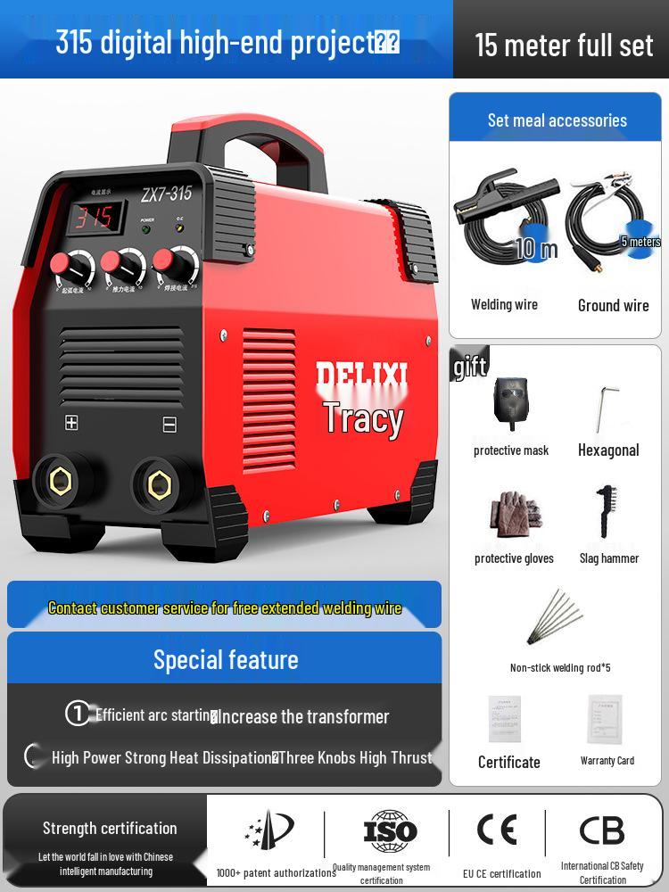 Delixi 315/400 Industrial Welder, Dual Voltage 220V/380V, Small All-Copper Automatic for Household & Industrial Use