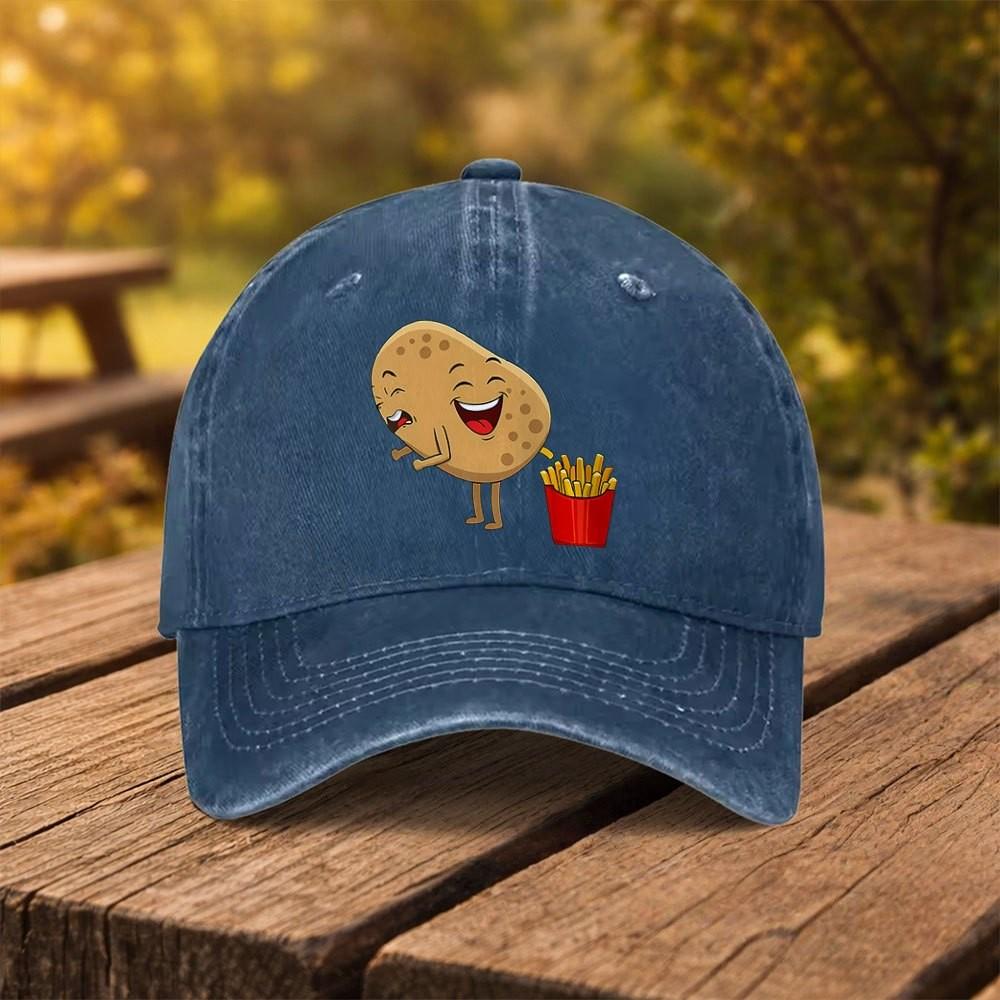 Funny Potato Farting French Fries Baseball Cap Washed Cotton Adjustable Outdoor Sports Hat