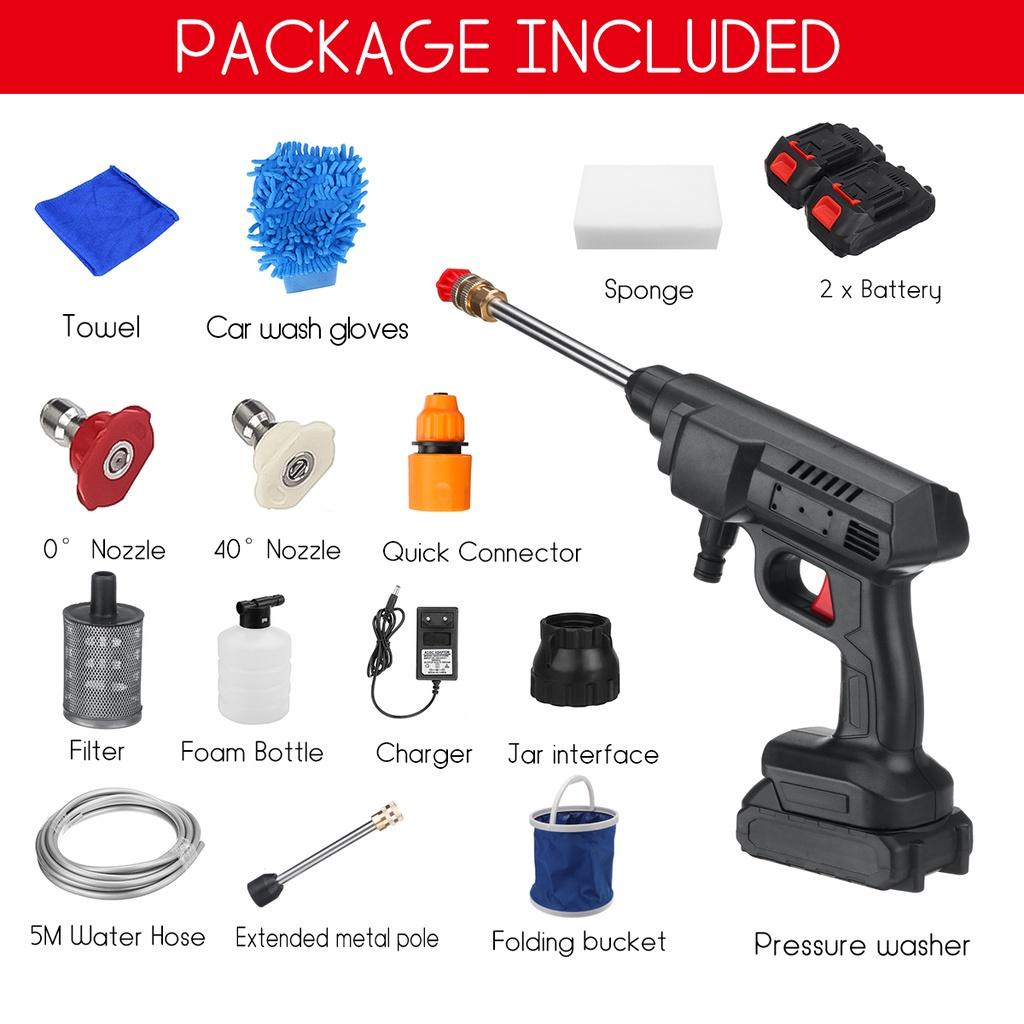 24V Cordless Portable High Pressure Wash Guns Electric Car Washer Machine Water Battery Power Washer Auto Spray 400W