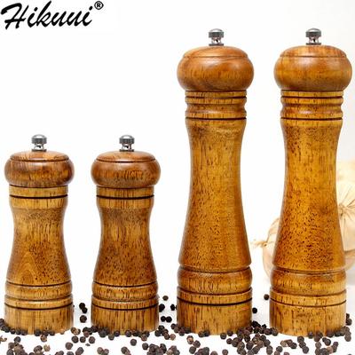Classical Oak Wood Pepper Spice Mill Grinder Set Handheld Seasoning Ceramic Grinding Core BBQ Tools