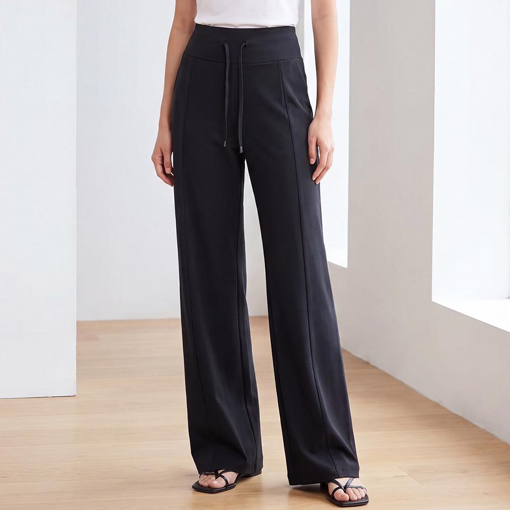 Women's High Waist Breathable Wide Leg Pants for Spring and Autumn - Elastic, Loose Fit, Sun Protection, Airy, Casual, Slimming Sportswear