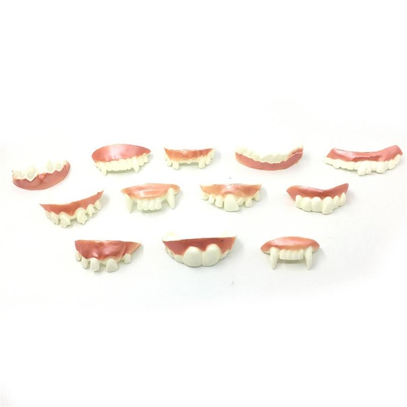 8/10/12Pcs Halloween Teeth  for Cosplay Party, Funny Gag Teeth Halloween Dentures Set for Adult Halloween Masquerade