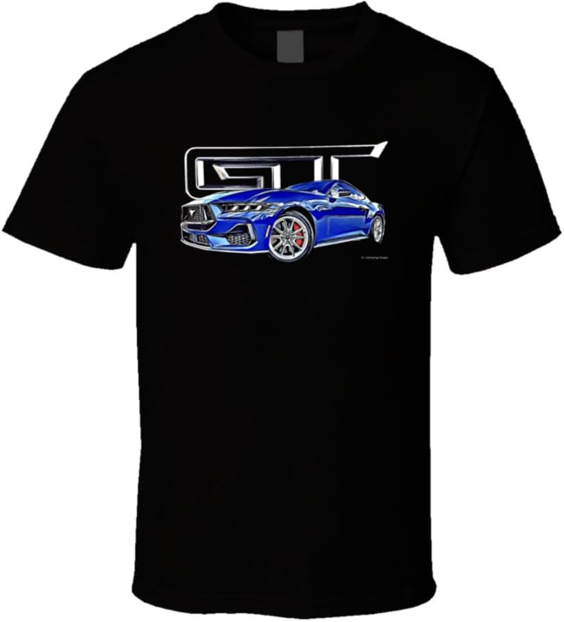 Blue GT Mustang car graphic T-shirt