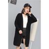 Loose V-neck Mid-length Knitted Cardigan for Women Diamond-shaped Twisted Sweater Coat Solid-color Casual Long-sleeved Cardigan