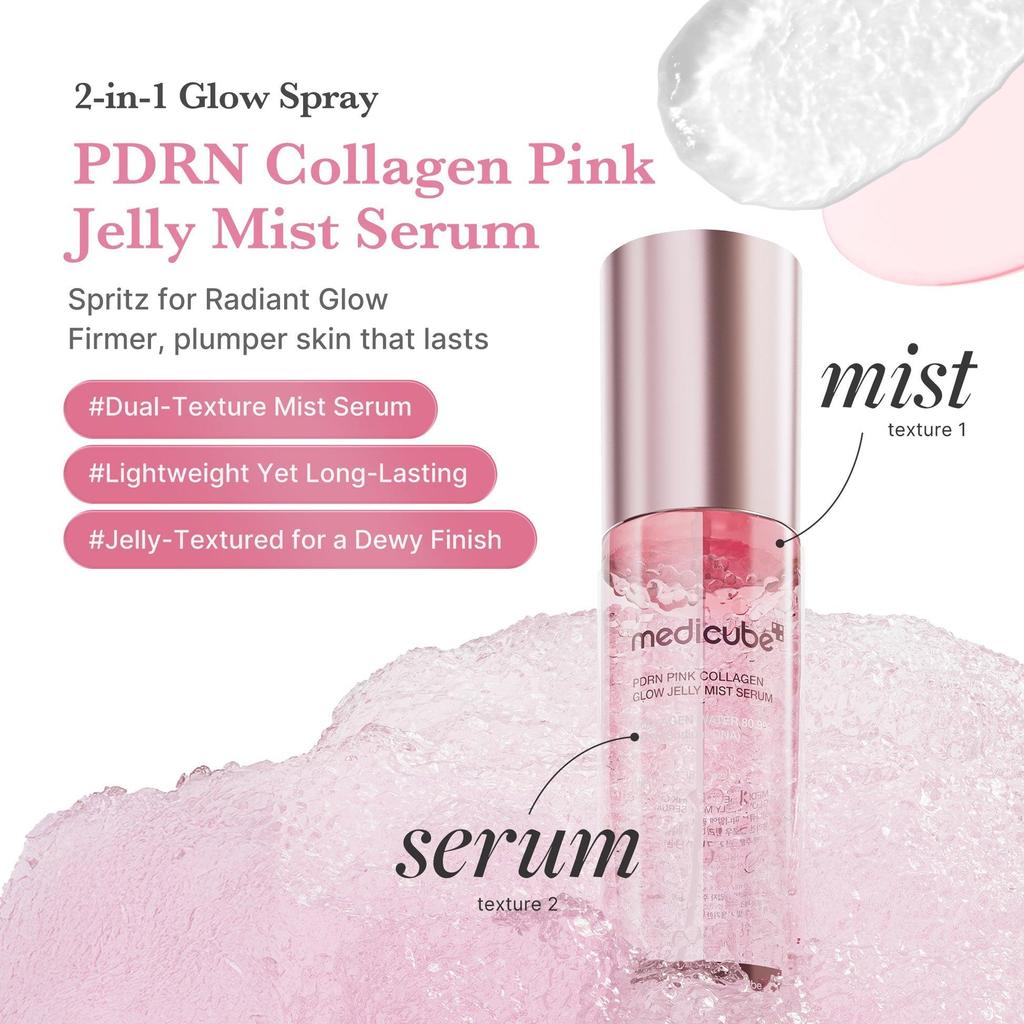 MEDICUBE PDRN Pink Collagen Glow Jelly Mist Serum 100ml (Instant Glow • Deep Hydration • Firming Mist Serum)