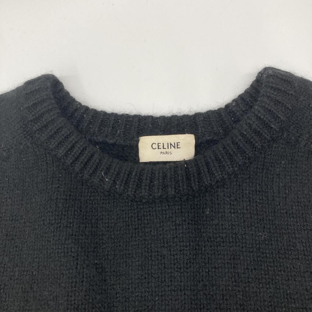 Celine 2A172384D Eddie Black Cashmere 100 Crew Neck Knit Sweater Tops S blackUsed