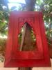 Red Painted Wooden Frame: Indian Jharokha Style, Rustic Wall Decor