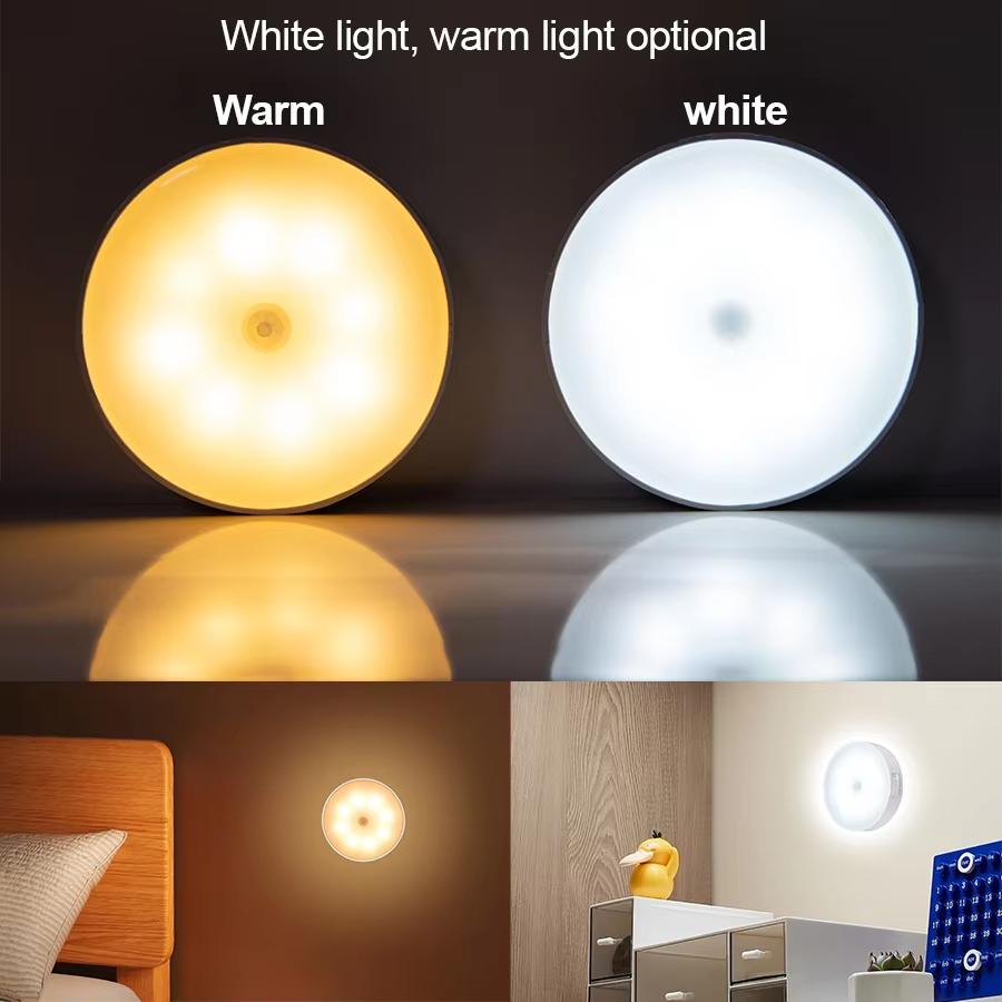 8PCS night light with motion sensor, USB charging light for cabinets and ladders, wireless, wake up at night, children's room