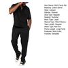 Yousheng 2Pcs/Set Men Outfit Lapel Short Sleeve Single Breasted Shirt Elastic Waist Long Pants Set Solid Color Loose Fit Casual Outfit