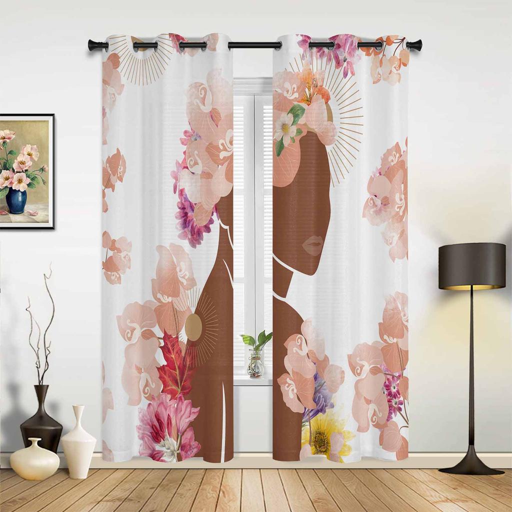 Butterfly Woman Fantasy Flower Petals Window Curtains Home Decor Living Room Curtains Kid's Room Cortinas For Kitchen Bedroom