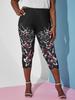 Rosegal Plus Size Capri Leggings med høy stige blomsterprint