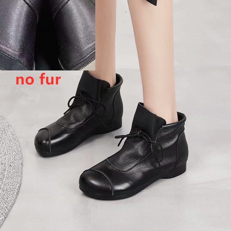 Fashion AIYUQI 2025 new women's Leather boots Vintage flat ankle boots for women Large size comfortable winter female boots
