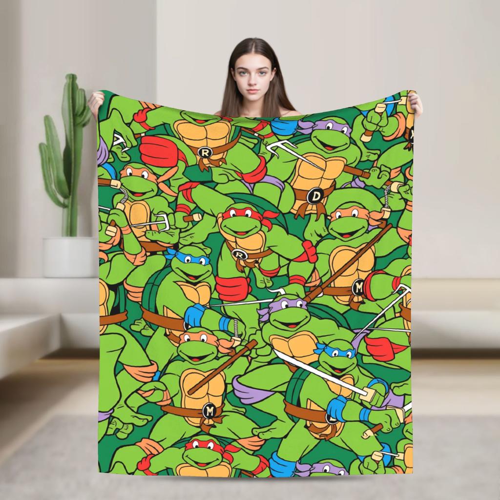 Comic Warm Soft Blankets T-Tmnts Character Decorative Plush Bedding Throws Funny Home Decor Flannel Bedspread Sofa Bed Cover