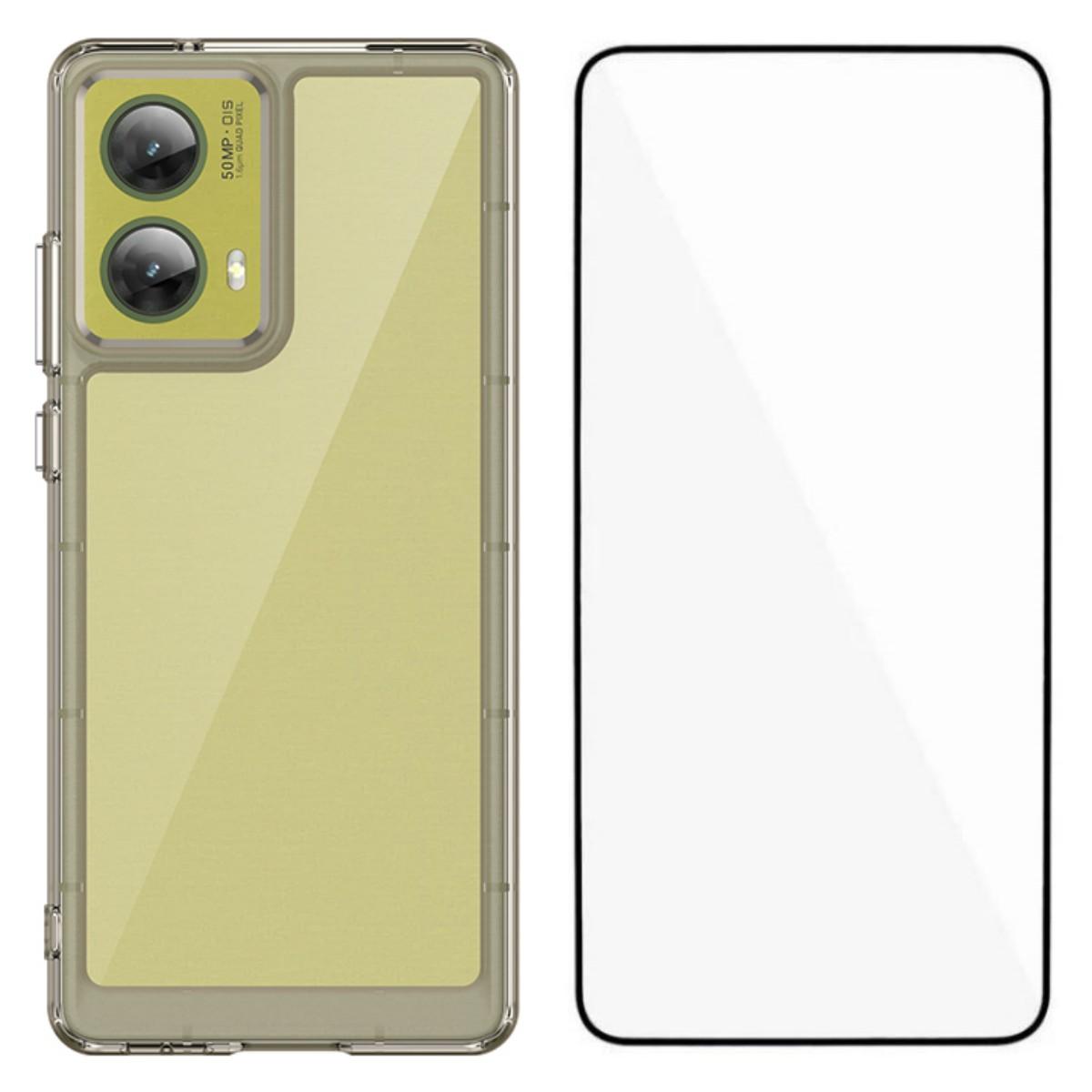 

Чехол для телефона Motorola S50 Neo 5G/Motorola Moto G85 5G WANLONFENG Серия XC ТПУ акриловая крышка с закаленным стеклом (Большое отверстие для линзы) Transparent Grey