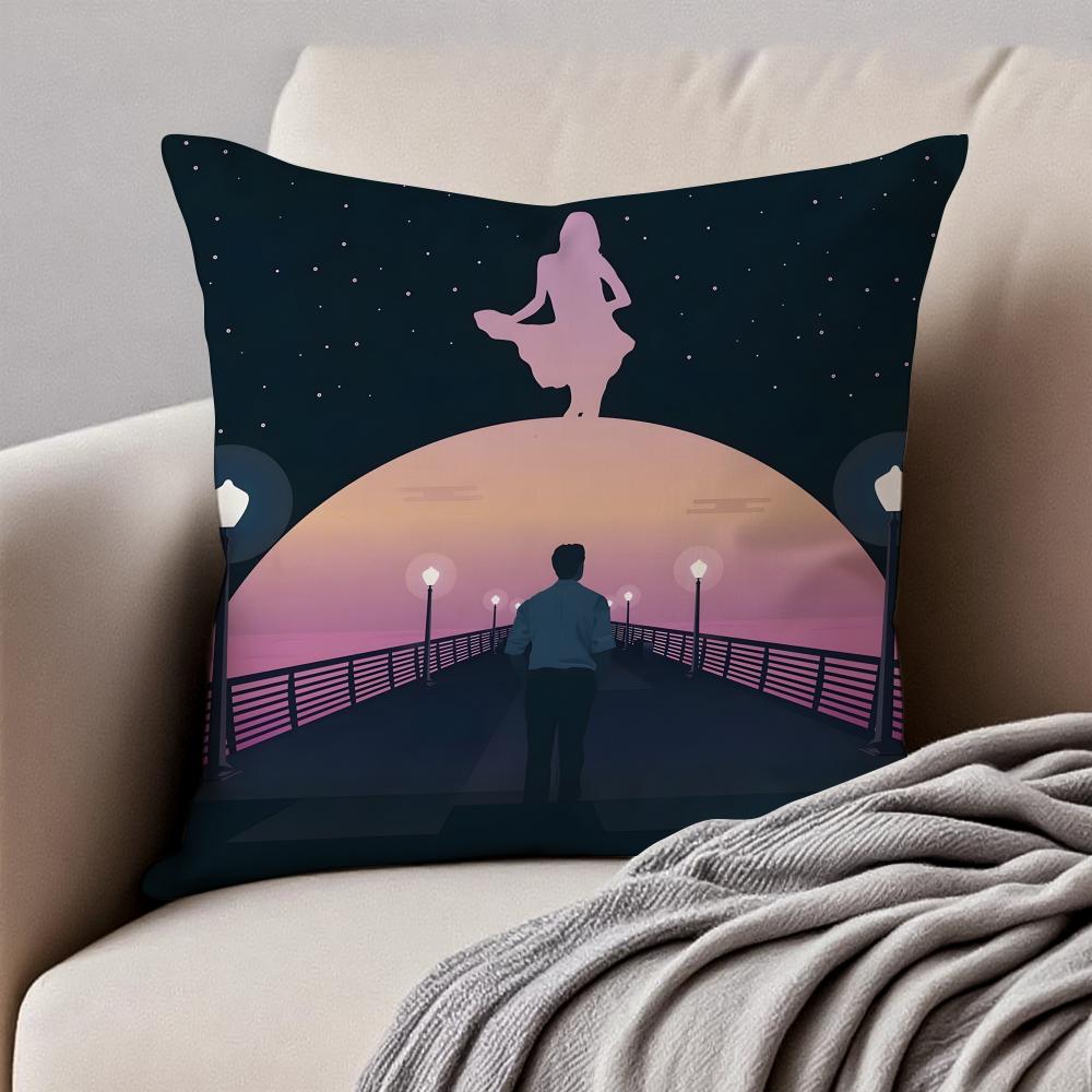 Romantic American Movie LLa La Land Cushion Cover Pillowcase Antidustmite Invisible Zipper Short Plush Sofa Cushion