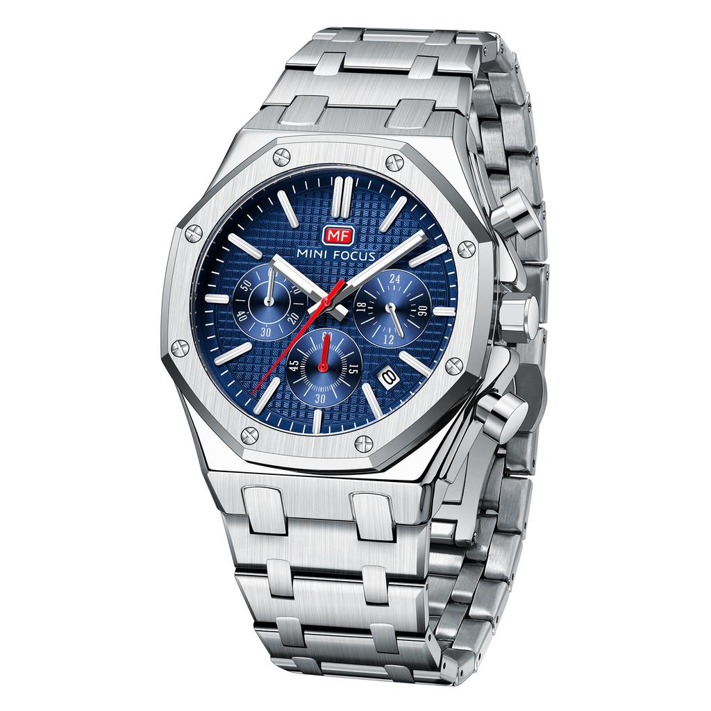 Herren Business Casual Multifunktions-Quarzuhr – Leuchtend Wasserdicht Edelstahlbanduhr Vatertagsgeschenk