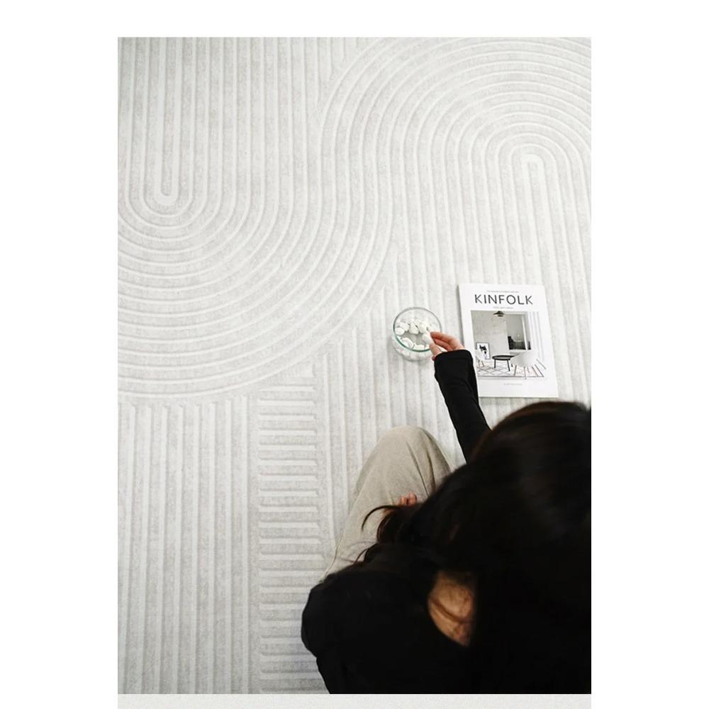 Fluffy Soft Round Lounge Rug Modern Simple Living Room Decoration Striped Carpet Home Anti-slip Mat Thicken Rugs for Bedroom