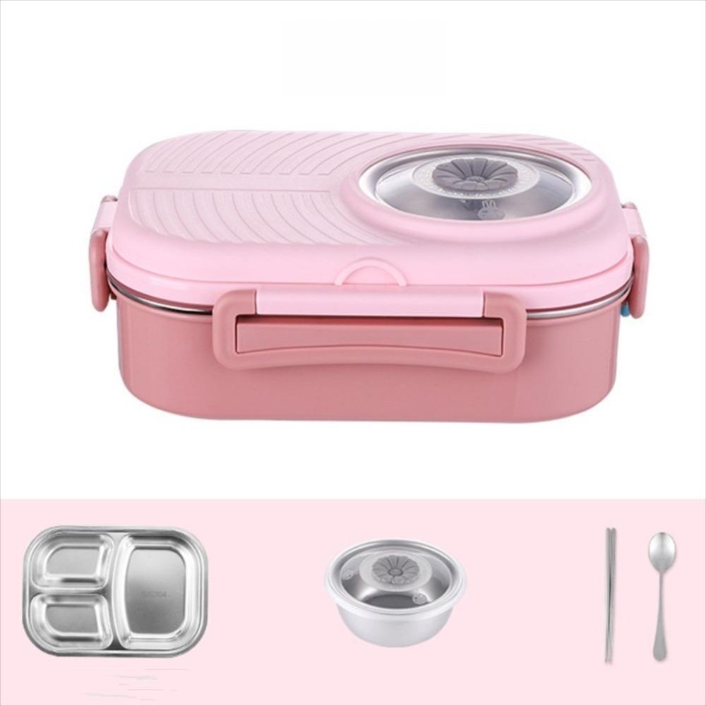 

1000ml Insulated Box Leak-Proof Food Soup Container Creative Thermal Lunch Box for Office&School рожевий