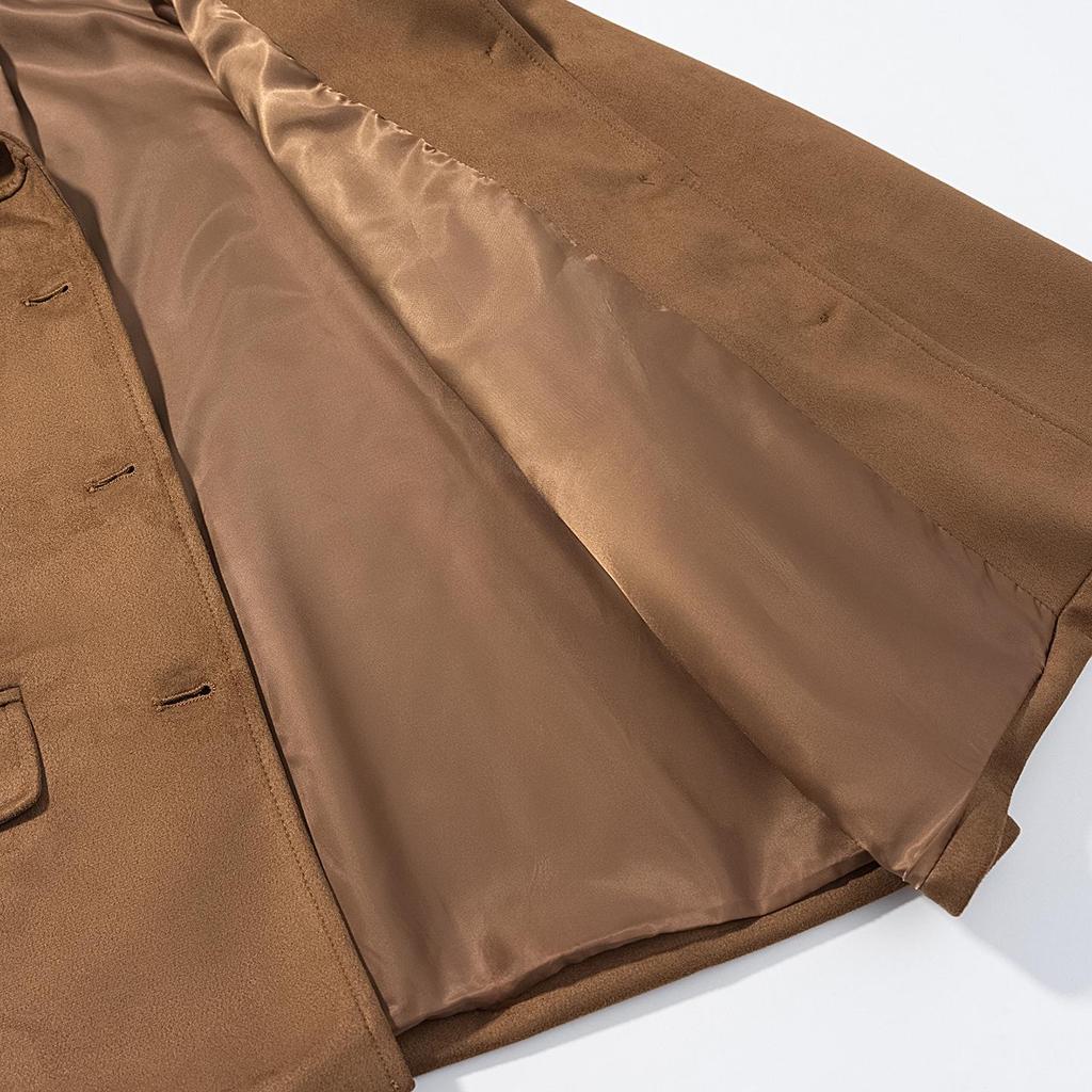 Women's Retro Brown Loose Pocket Long Sleeve Suit Jacket