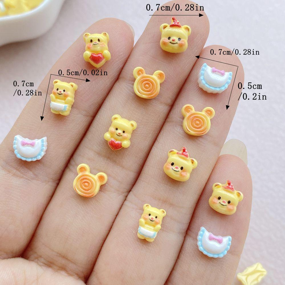 

100PCS Little Bear Nail Art Decoration Charms Supplies Kawaii Cartoon Series Accessories Resin Parts Manicure Decor Material