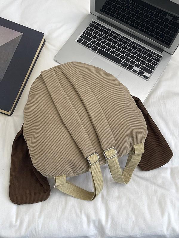 Kids' Corduroy Cartoon Puppy Backpack - Large Capacity, Cute Design for Boys & Girls, Perfect for Autumn/Winter