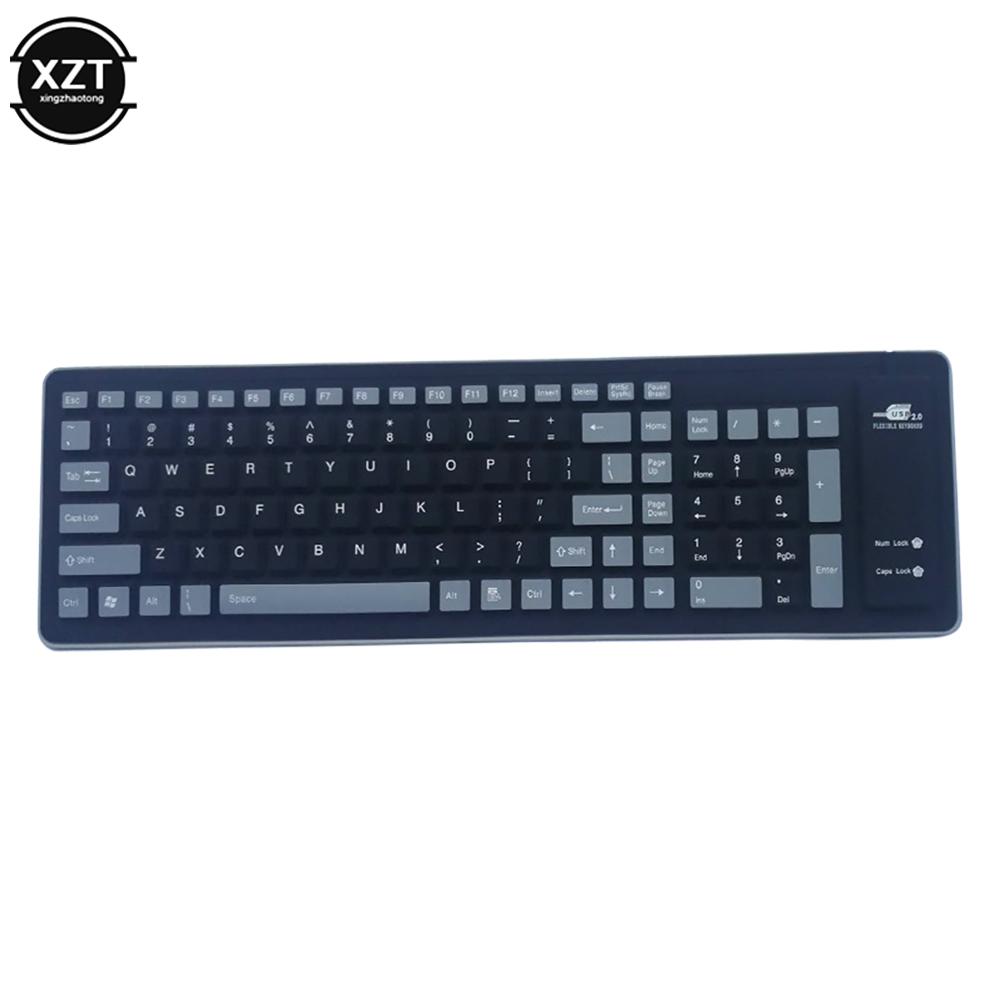 103 Keys Portable Silent Foldable Silicone Keyboard USB Wired Flexible Soft Waterproof Roll Up Silica Gel Keyboard for PC Laptop