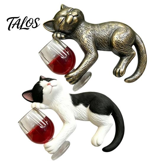 Skurriler Blumentopf-Schmuck Betrunkene Katzenstatue Pflanzer-Hänger, Schmuckstück, Realistische Tierharz-Niedliche Kätzchen-Figur für Randdekoration Außenbereich