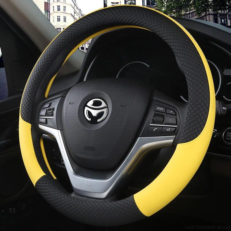 100% DERMAY Brand Leather Steering Wheel Cover Non-slip for Renault Megane 2 II MK2 2002-2009 Car Styling Auto Accessories