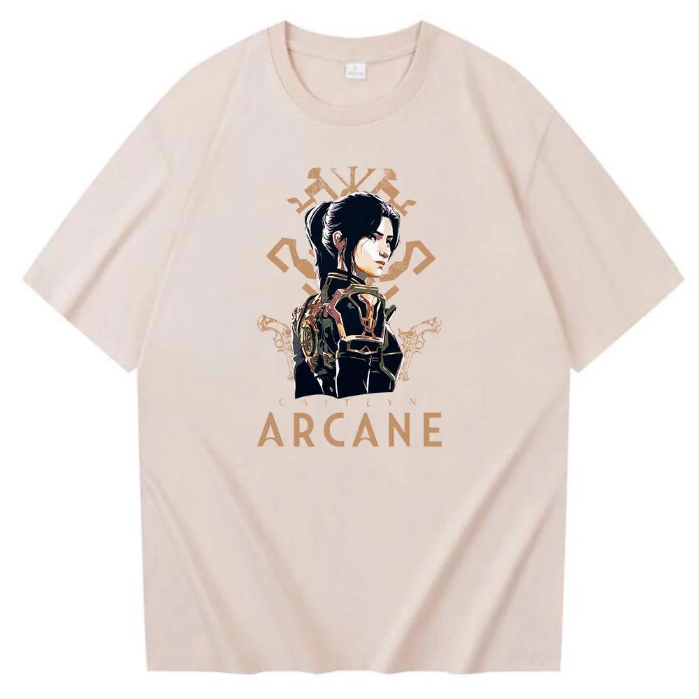 Arcane T-shirt O-Neck Short Sleeve Shirts Fans Gift Graphic T Shirts Anime Women Short Sleeve Harajuku Shirts