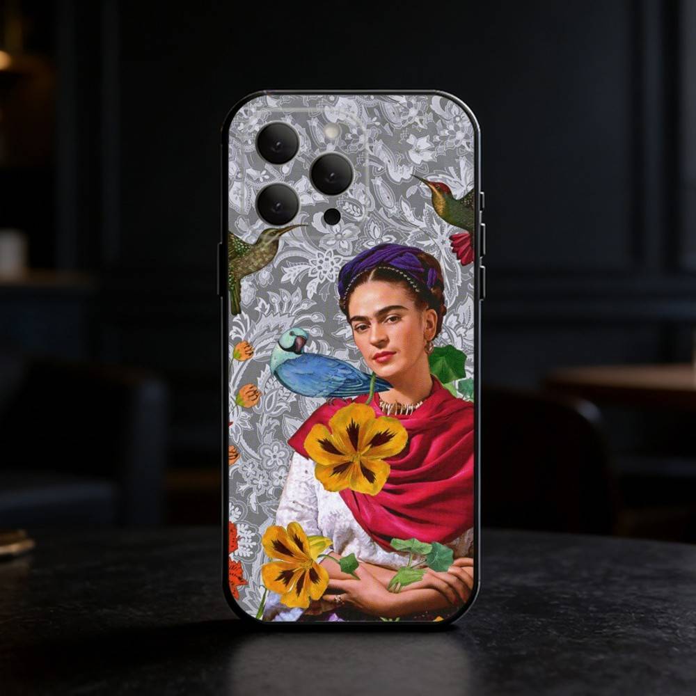 

A-Art Frida Kahlo Phone Case For iPhone 17,16,15,14,13,12,11 Plus,Pro Max,SE4Soft Silicone Black Cover iPhone12